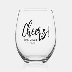 Chrers Black Script Typografy Hochzeit Weinglas Ohne Stiel