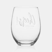 Chrers Black Script Typografy Hochzeit Weinglas Ohne Stiel (Rückseite)