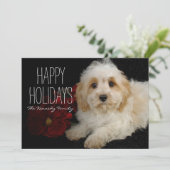 Chrirstmas Cavachon Welpe Feiertagskarte (Stehend Vorderseite)
