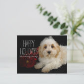 Chrirstmas Cavachon Welpe Feiertagspostkarte (Stehend Vorderseite)