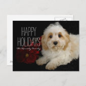Chrirstmas Cavachon Welpe Feiertagspostkarte (Vorne/Hinten)