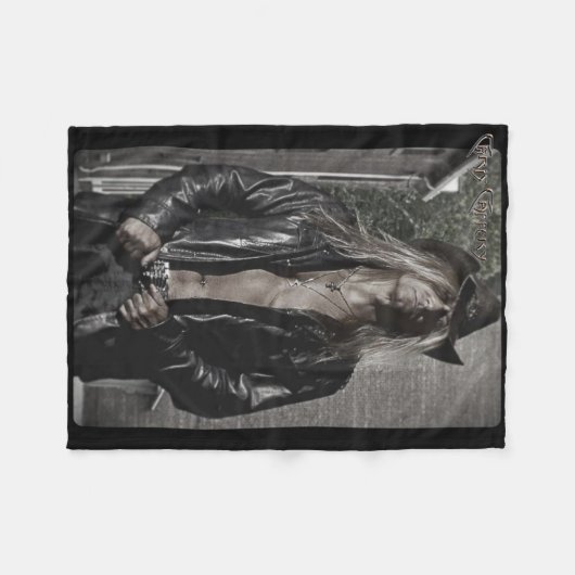 Chris Caffered Black & White Fleece Blanket (Vorderseite (Horizontal))
