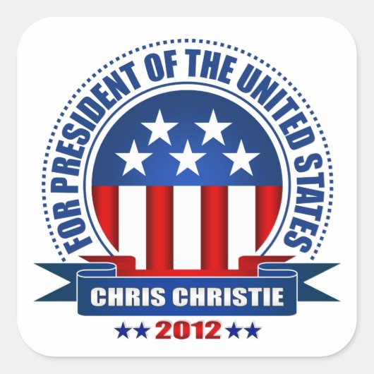 Chris Christie Quadratischer Aufkleber (Vorderseite)