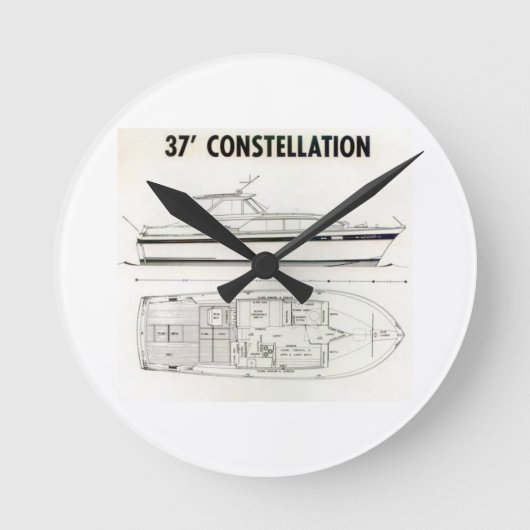 Chris Craft Constellation Boat Wall Clock Runde Wanduhr (Vorderseite)