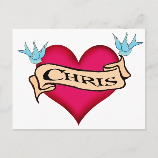 Chris - Custom Heart Tattoo T - Shirt & Geschenke Postkarte (Vorderseite)
