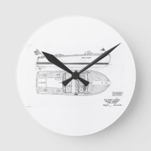 Chris-Handwerks-Rivierarunabout-Boots-Wanduhr Runde Wanduhr