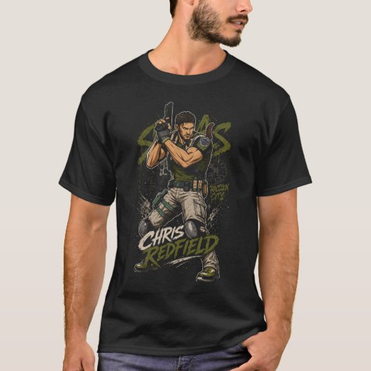 Chris Horror Redfield Kunst 22 | Basic Dunkles T-S T-Shirt (Vorderseite)