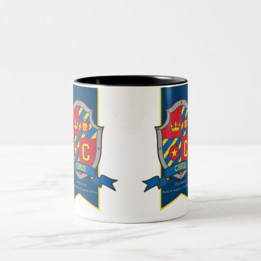 Chris Knight Schild Roter blauer Name bedeutet Tas Zweifarbige Tasse (Mittel)