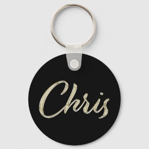 Chris Name Weißgold Button Schlüsselanhänger