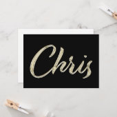 Chris Name white gold Handwriting Karte (Vorderseite/Rückseite Beispiel)