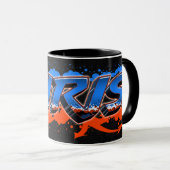 Chris Vorname Name Graffiti blue orange Tasse (VorderseiteRechts)