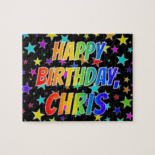 "CHRIS" Vorname, Spaß "GLÜCKLICHER GEBURTSTAG" Puzzle (Horizontal)