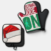 chrismas mode on in u ofenhandschuh & Topflappen-Set (Vorderseite/Rückseite)