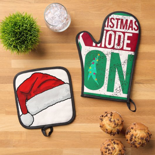 chrismas mode on in u ofenhandschuh & Topflappen-Set (Oben Unten)