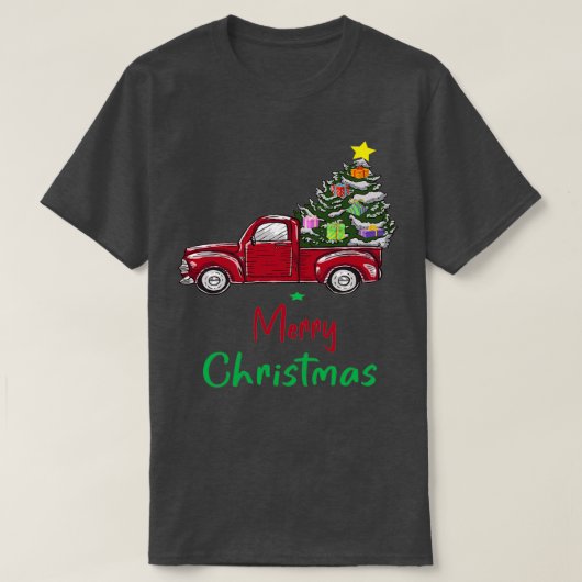 Chrismas Red Truck Geschenke T-Shirt (Design vorne)