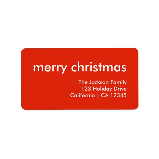 Chrismas Schlicht Minimal Bright Red Rücksendeadre Adressaufkleber (Vorne)