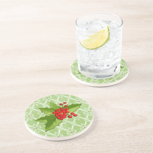 Chrismtas Damast-Stein-Untersetzer Untersetzer (Seite)