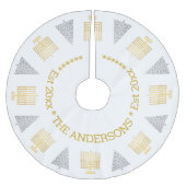 Chrismukah Gold Menorahs Silberbaume Urlaub Polyester Weihnachtsbaumdecke (Vorderseite)