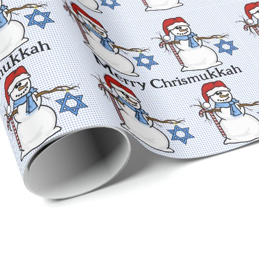 Chrismukka Snowman Wrapping Paper Geschenkpapier (Rolleneckpunkt)