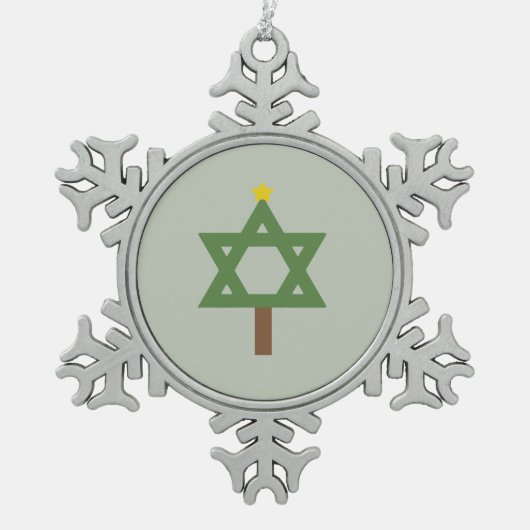 CHRISMUKKAH BAUM - .PNG SCHNEEFLOCKEN Zinn-Ornament (Vorderseite)