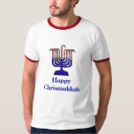 Chrismukkah Candy Cane Menorah T - Shirt<br><div class="desc">Der Begriff "Chrismukka" begann 2003 in einer Fernsehsendung namens "The O.C.". Es kann interpretiert werden als (1) die Mischung von Weihnachten und Hanukkah während der Ferienzeit in den Zuhause, wo man jüdisch und einer von Christlich protestantischem Glauben ist. Es ist eine Möglichkeit, beide Seiten einer Zweireligionsfamilie zu feiern und Gefühle...</div>