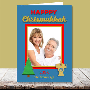 Chrismukkah-Foto-Tannenbaum und Menora-Grußkarte Feiertagskarte
