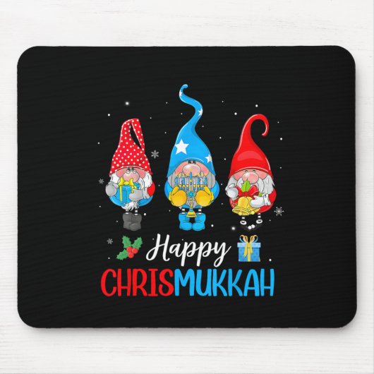 Chrismukkah Gnomes Frohe Weihnachten und glücklich Mousepad (Vorne)