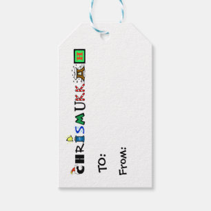 Chrismukkah Graphic Text Gift Tags Geschenkanhänger