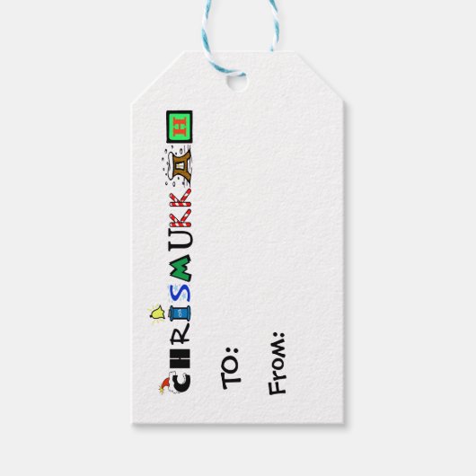 Chrismukkah Graphic Text Gift Tags Geschenkanhänger (Vorderseite)