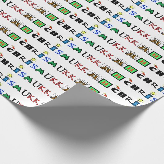Chrismukkah Graphic Text Gift Wrap Geschenkpapier (Ecke)