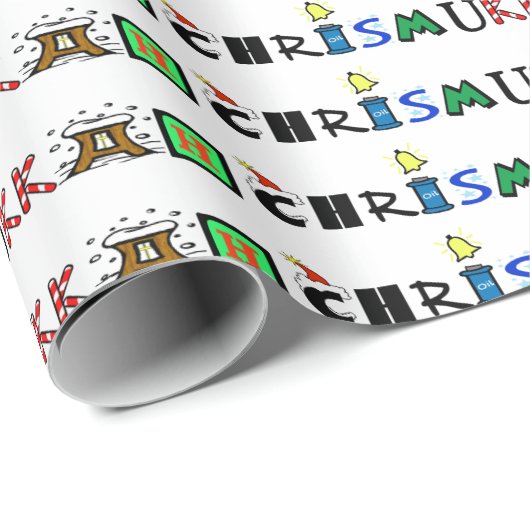 Chrismukkah Graphic Text Gift Wrap Geschenkpapier (Rolleneckpunkt)