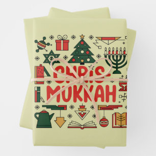 Chrismukkah Hanukkah Weihnachten Jüdisches Religiö Geschenkpapier Set