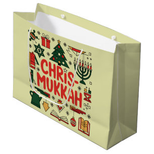 Chrismukkah Hanukkah Weihnachten Jüdisches Religiö Große Geschenktüte