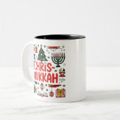 Chrismukkah Hanukkah Weihnachten Jüdisches Religiö Zweifarbige Tasse (Vorderseite Links)