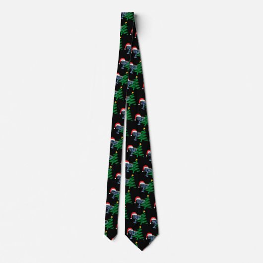 Chrismukkah Krawatte Muster Print Black Neck Tie (Rückseite)