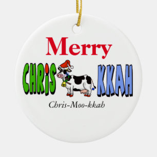 Chrismukkah Kuh-Weihnachtsverzierung fertigen es Keramik Ornament