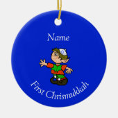 Chrismukkah-Ornament des Kindes - Name anpassen Keramik Ornament (Vorne)