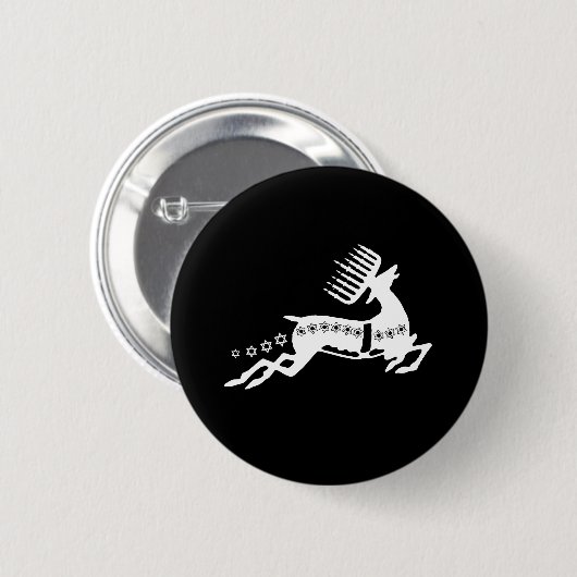 Chrismukkah Reindeer white Button (Vorne & Hinten)