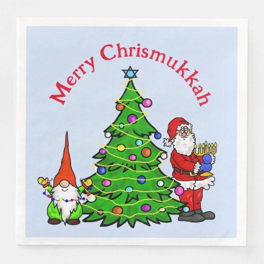 Chrismukkah Santa, Tree und Gnome Napkins Serviette (Vorderseite)