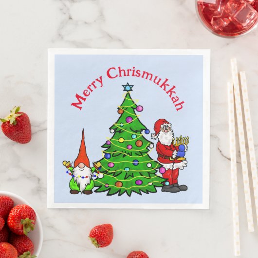 Chrismukkah Santa, Tree und Gnome Napkins Serviette (Beispiel)