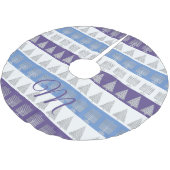 Chrismukkah silberne Streifen-optionales Monogramm Polyester Weihnachtsbaumdecke (Schrägansicht)