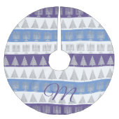 Chrismukkah silberne Streifen-optionales Monogramm Polyester Weihnachtsbaumdecke (Vorderseite)