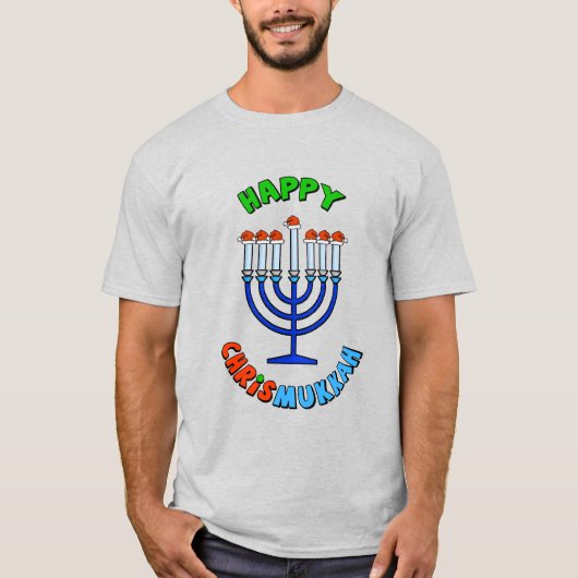 Chrismukkah Weihnachtsmannmütze Menorah T - Shirt (Vorderseite)