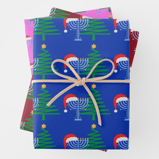 Chrismukkah Wrapping Paper Flat Sheet Set 3 Geschenkpapier Set (Beispiel)