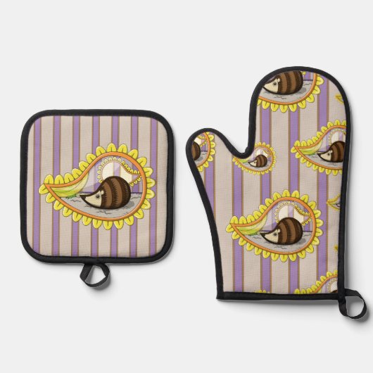 Chrissy der Igel Ofenhandschuh & Topflappen-Set (Vorderseite)