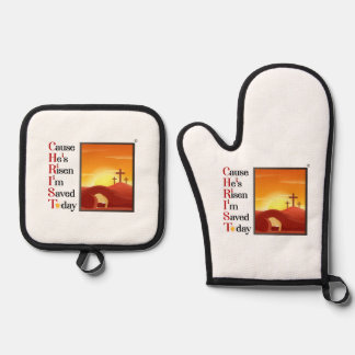 Christ Acronym Oven Mitt & Pot Holder Ofenhandschuh & Topflappen-Set