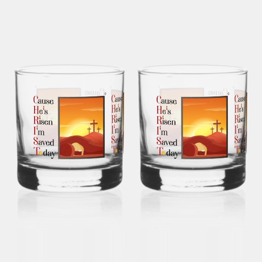 Christ Acronym Printed Rock Glass Set Whiskyglas (Vorderseite)