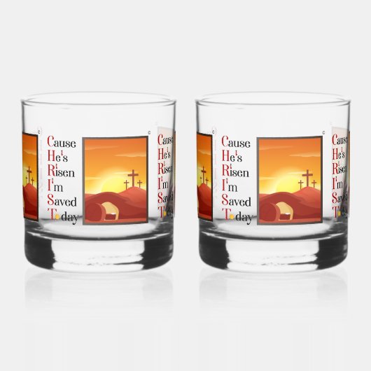 Christ Acronym Printed Rock Glass Set Whiskyglas (Links)