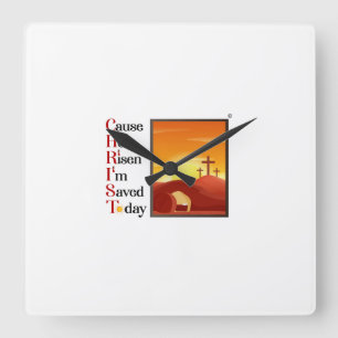Christ Acronym Square Wall Clock Quadratische Wanduhr