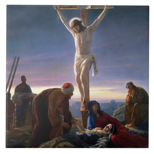 Christ am Kreuz von Carl Bloch, Religiös Fliese (Vorderseite)